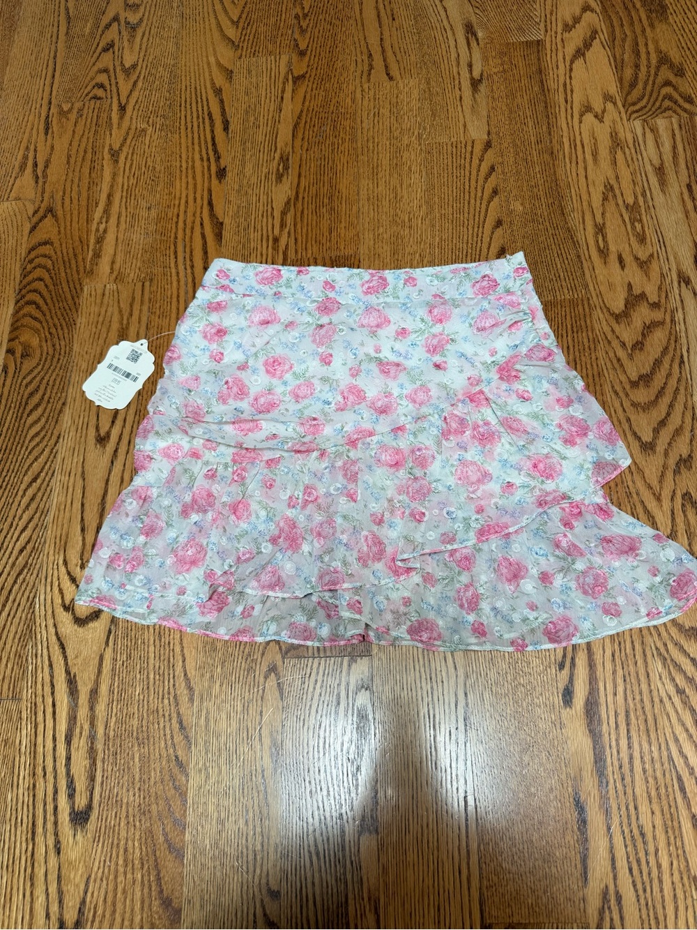 Altar'd State Pink Floral Ruffle Mini Skirt